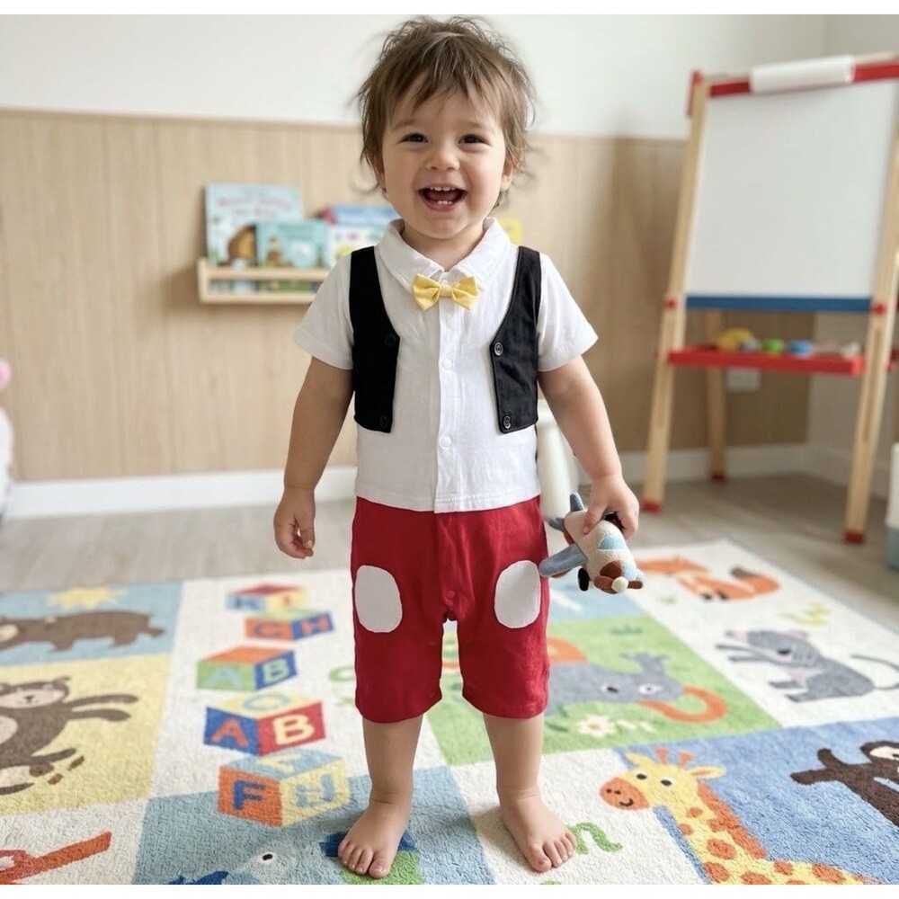 stylesilove Mickey Mouse Colorblock Bodysuit Button Snap Halloween 2T